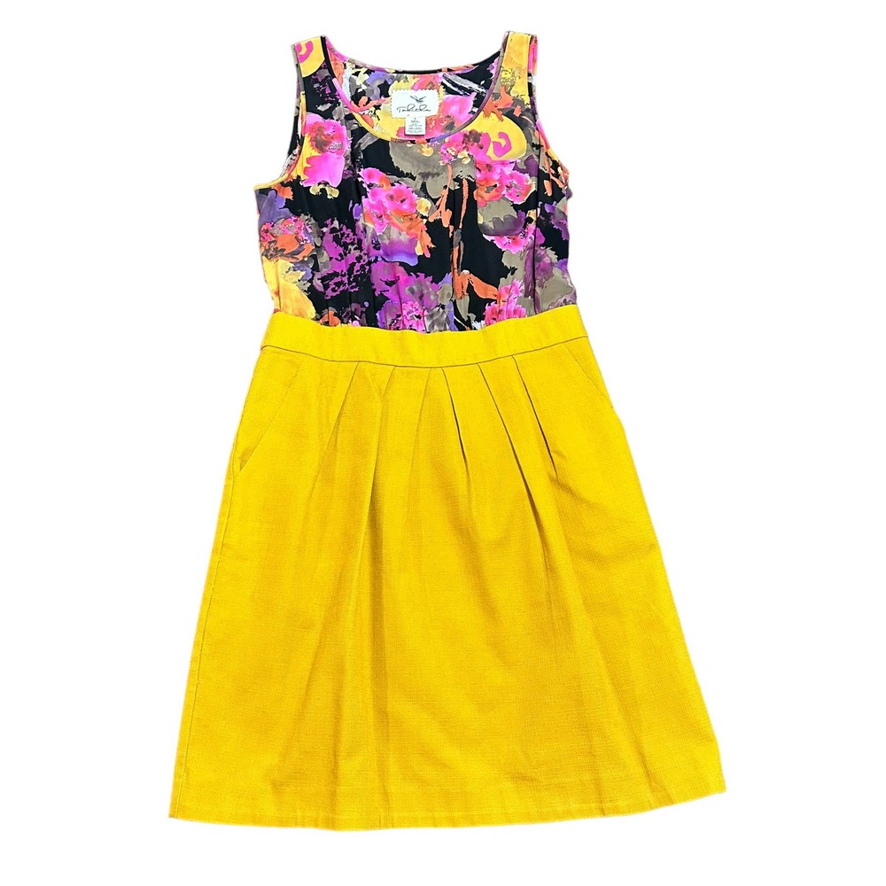 Anthropologie Floral Tank Top Yellow Skirt Mini Dress